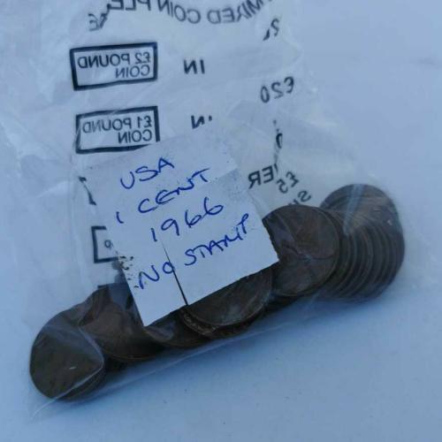 1966 USA 1 Cent No Stamp One Cent Circulated Condition VAT Receipt Given