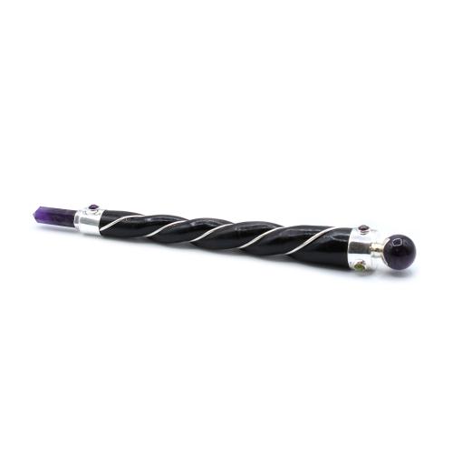 Crystal Wand- Amethyst, Teakwood and Silver Plated (incl p&p)