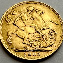 1903 King Edward VII Full Sovereign - Almost Uncirculated