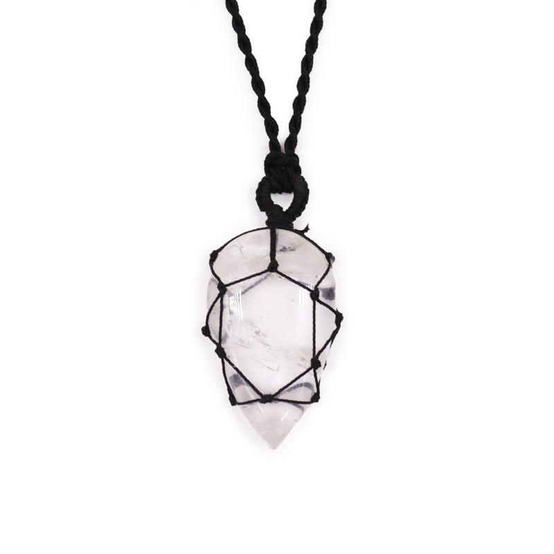 Laced Gemstone Tearstone Pendant - Rock Quartz