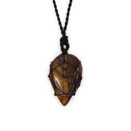 Laced Gemstone Tearstone Pendant - Tigers Eye