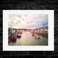 16x12 inch White Mounted Print of Weymouth Harbour Dorset