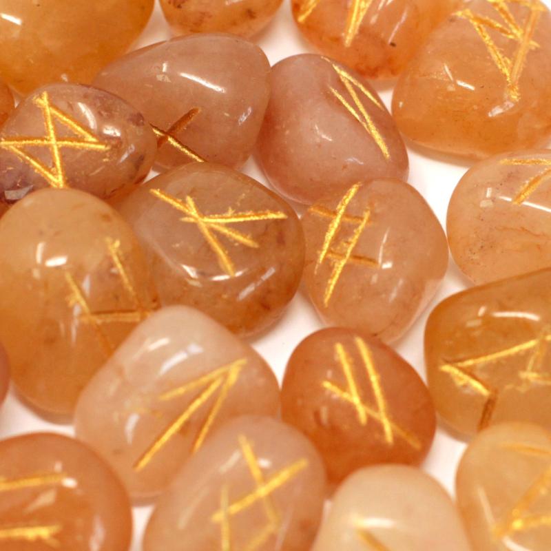 Rune Stones Set in Pouch-Yellow Aventurine (incl p&p)