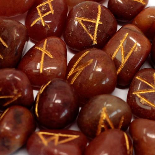 Rune Stones Set in Pouch-Red Aventurine (incl p&p)
