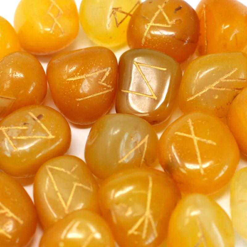 Rune Stones Set in Pouch-Yellow Onyx (incl p&p)