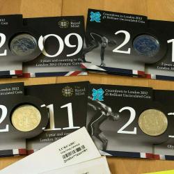 2012 Countdown to London Olympics £5 BU Complete Set (4-coins 2009-2012)