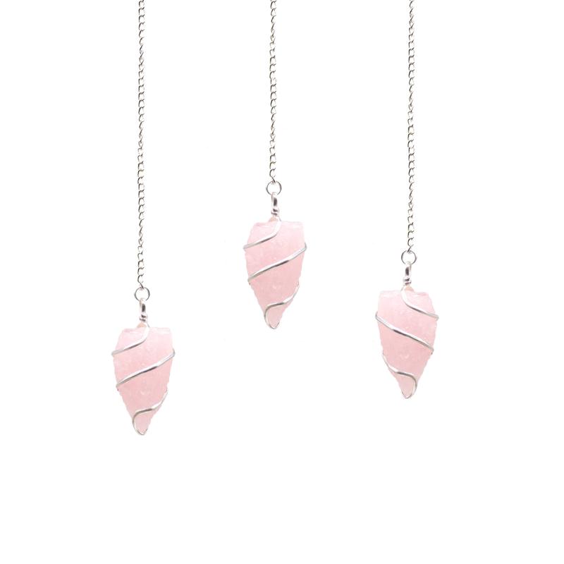 Raw Gemstone Pendulum - Rose Quartz