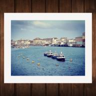 16x12 inch White Mounted Print of Boats at Sea Weymouth Dorset