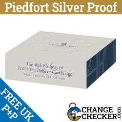 Piedfort Silver Proof 40th Birthday of Prince William 2022 £5 Five Pounds Coin