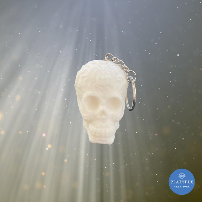 Large White Skull Keyring