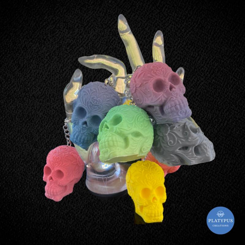Large Multicoloured Skull Keyring