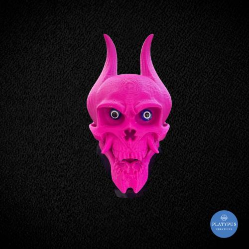 Purple Demon Skull With Evil Eyes