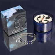 Zodiac Crystal Candle with Gemstone Bracelet-Taurus (incl p&p)