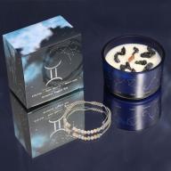 Zodiac Crystal Candle with Gemstone Bracelet-Gemini (incl p&p)